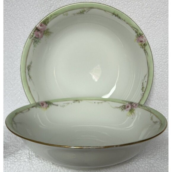 P.T. Bavaria Tirschenreuth Serving Bowls Antique 1903-? Set Of Two Handpainted